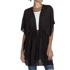 NWT TIME AND TRU Black Tie Front Layering Blouse Top Size L/XL